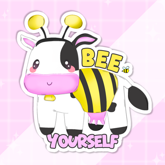 'Bee Yourself' Cow Sticker