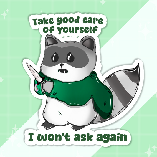 Self Care Raccoon Sticker