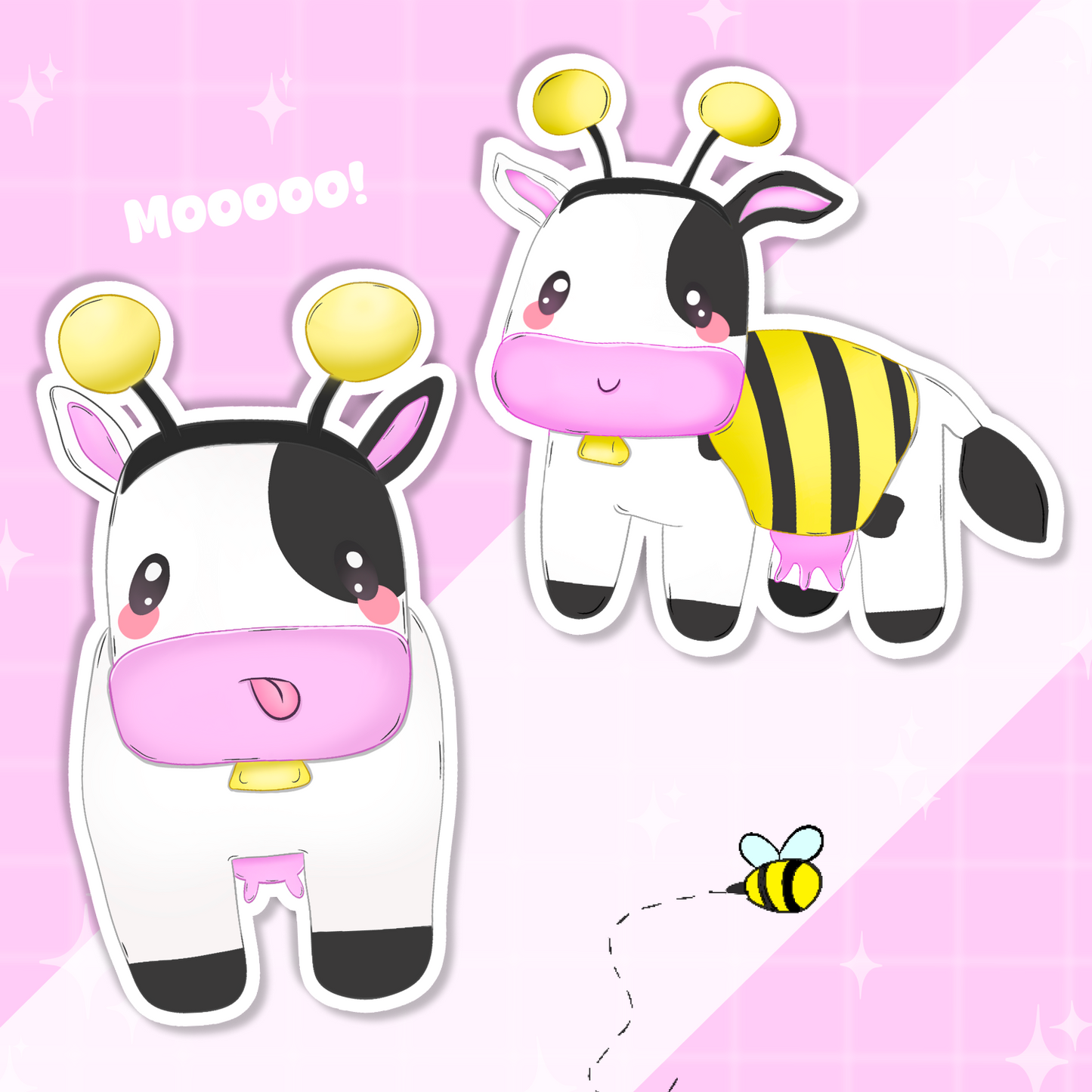 Bee Cow Sticker Set