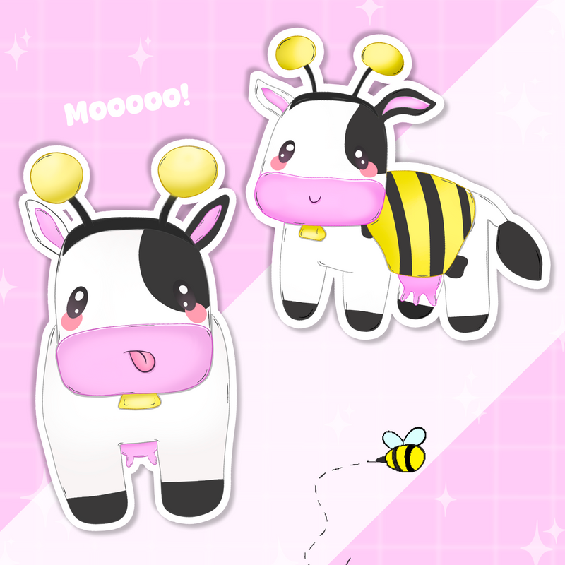 Bee Cow Sticker Set