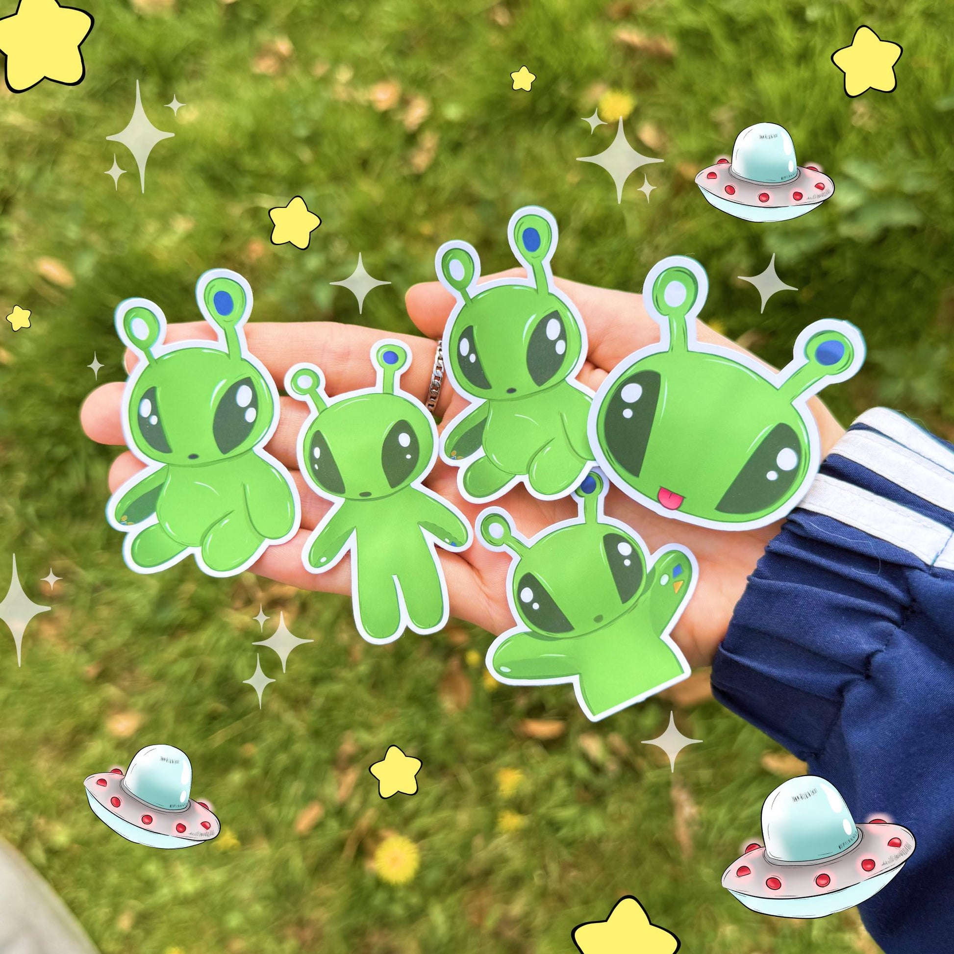 Aftonsparv Alien Sticker Set | IKEA Plushie Inspired Kawaii Alien Decal Pack | Neurodivergence & Autism Awareness