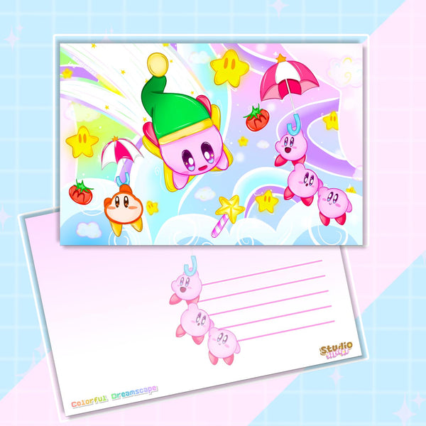Pink Blob Postcard | Poyo's Colorful Dreamscape | Dreamy Pastel Kirb Art Print