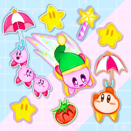 Colorful Poyo Stickers | Matte Waterproof Vinyl | Pink Blob Kirb Gaming Sticker Set