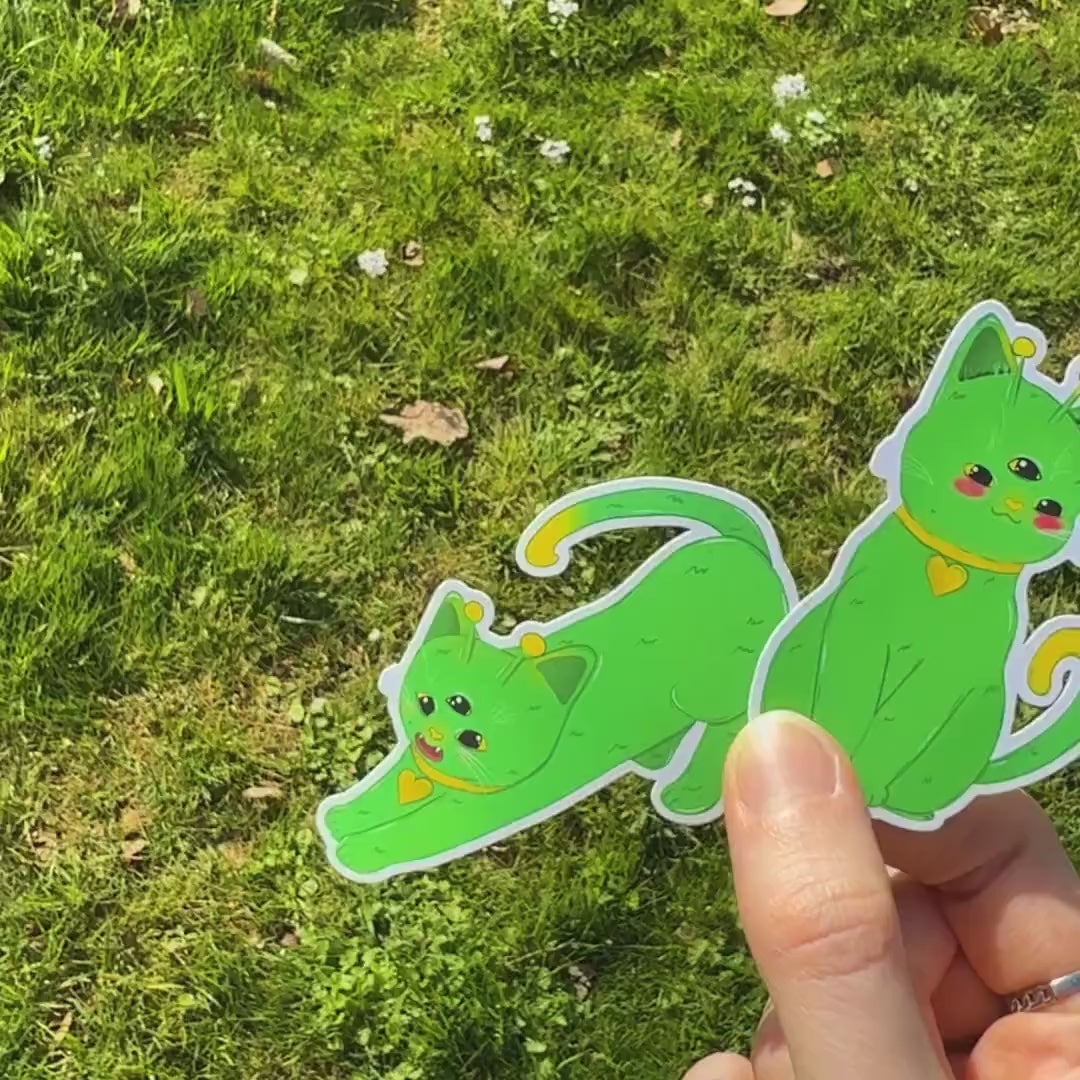 Alien Cat Sticker Set | Kawaii Space Cat Stickers | Sci Fi Cosmic Kitty Decals Pack