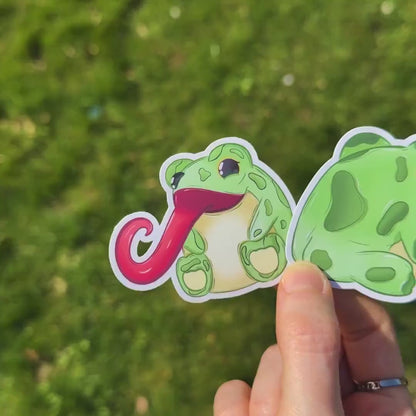 Kawaii Frog Sticker Set | Frog Butt & Froggy Tongue | Funny Green Laptop Decals | Colorful Gift