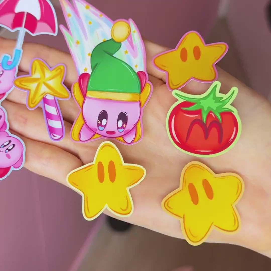 Colorful Poyo Stickers | Matte Waterproof Vinyl | Pink Blob Kirb Gaming Sticker Set