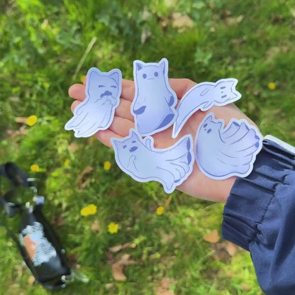 Ghost Cat Sticker Set | Pastel Goth Spooky Decal Pack | Kawaii Kitty Lovers & Halloween Gift