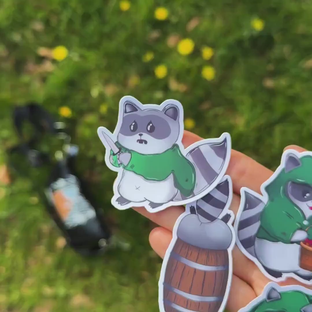 Rogue Raccoon Sticker Set | DnD Trash Panda Decals | Tabletop RPG Gift for Dungeon Masters